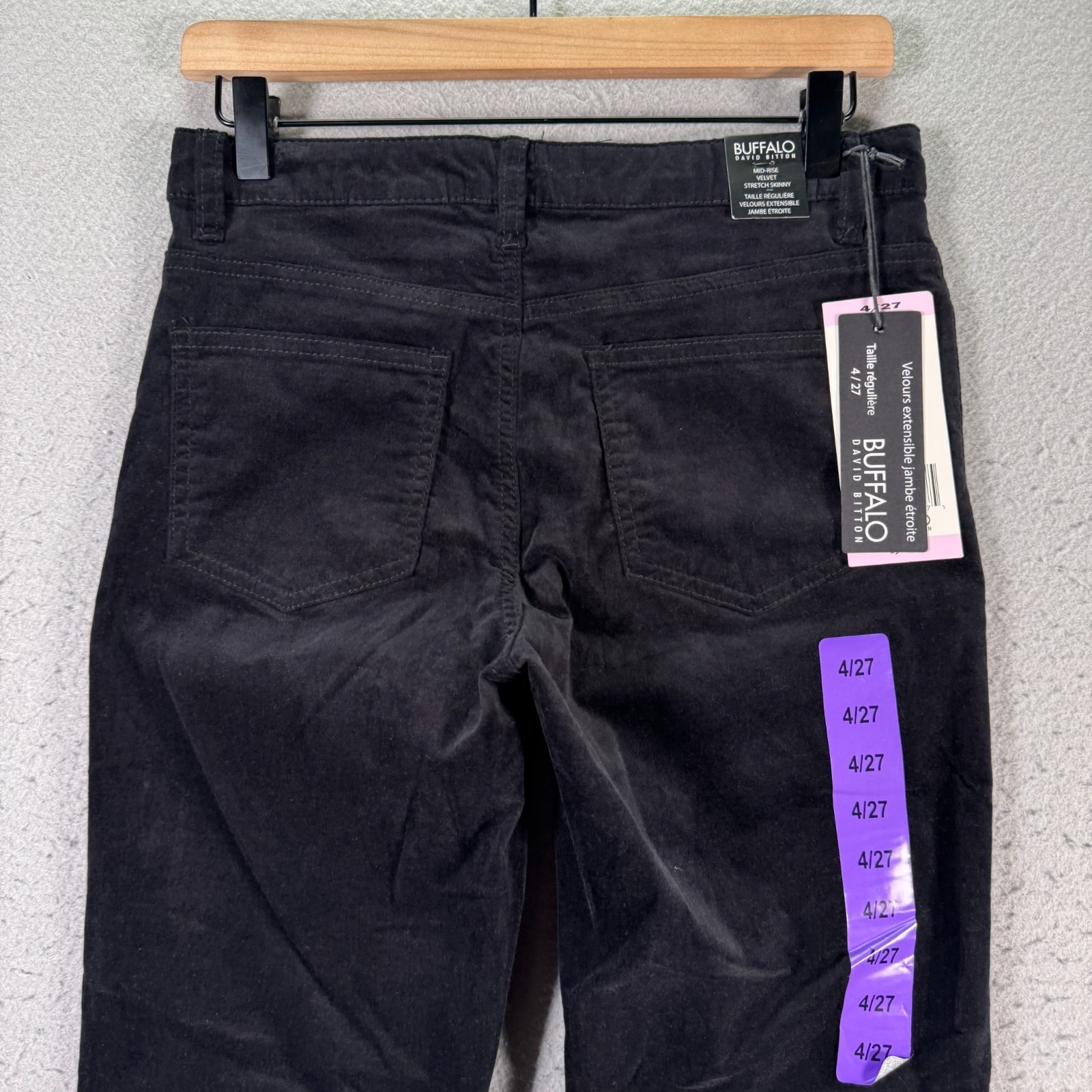 Buffalo David Bitton Velvet Stretch Skinny Jeans Womens 4/27 Black Comfort — image 4 of 8